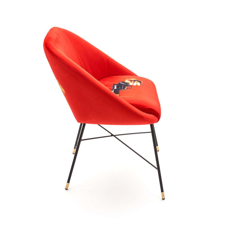 Fabric Fully Upholseted Padded Chair Revolver by Seletti