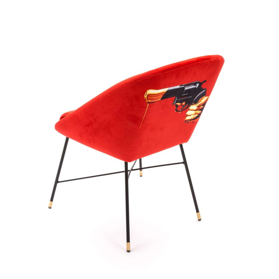 Fabric Fully Upholseted Padded Chair Revolver by Seletti