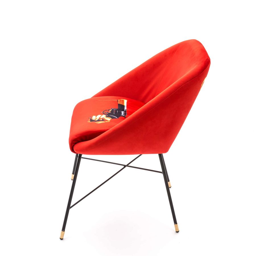 Fabric Fully Upholseted Padded Chair Revolver by Seletti