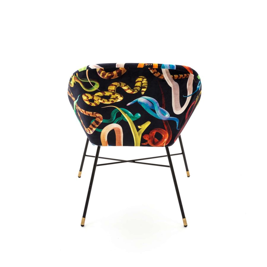 Fabric Fully Upholseted Padded Chair Snakes by Seletti