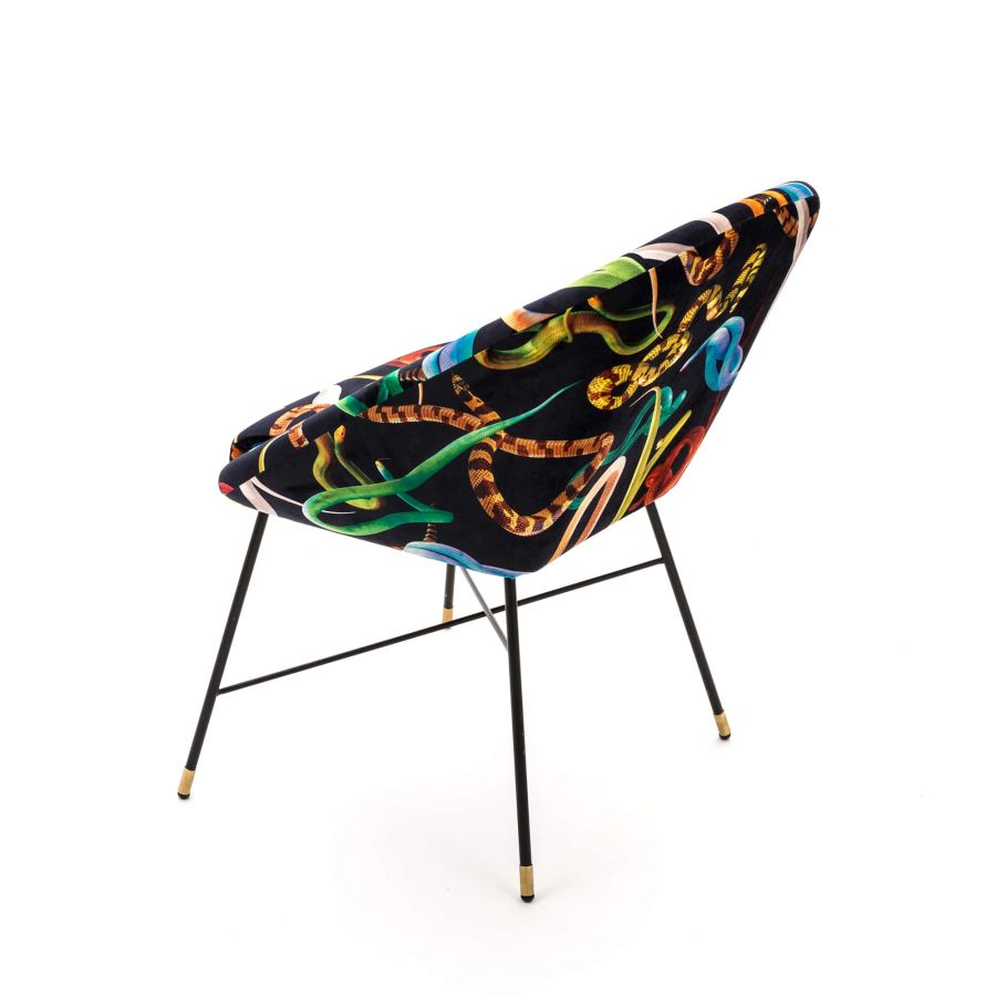 Fabric Fully Upholseted Padded Chair Snakes by Seletti