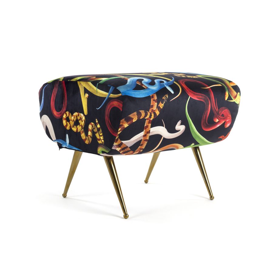 Fabric Fully Upholseted Pouf Snakes by Seletti