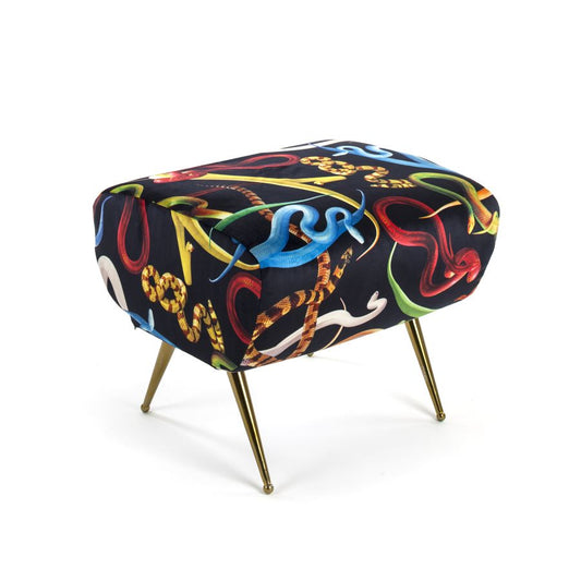 Fabric Fully Upholseted Pouf Snakes by Seletti