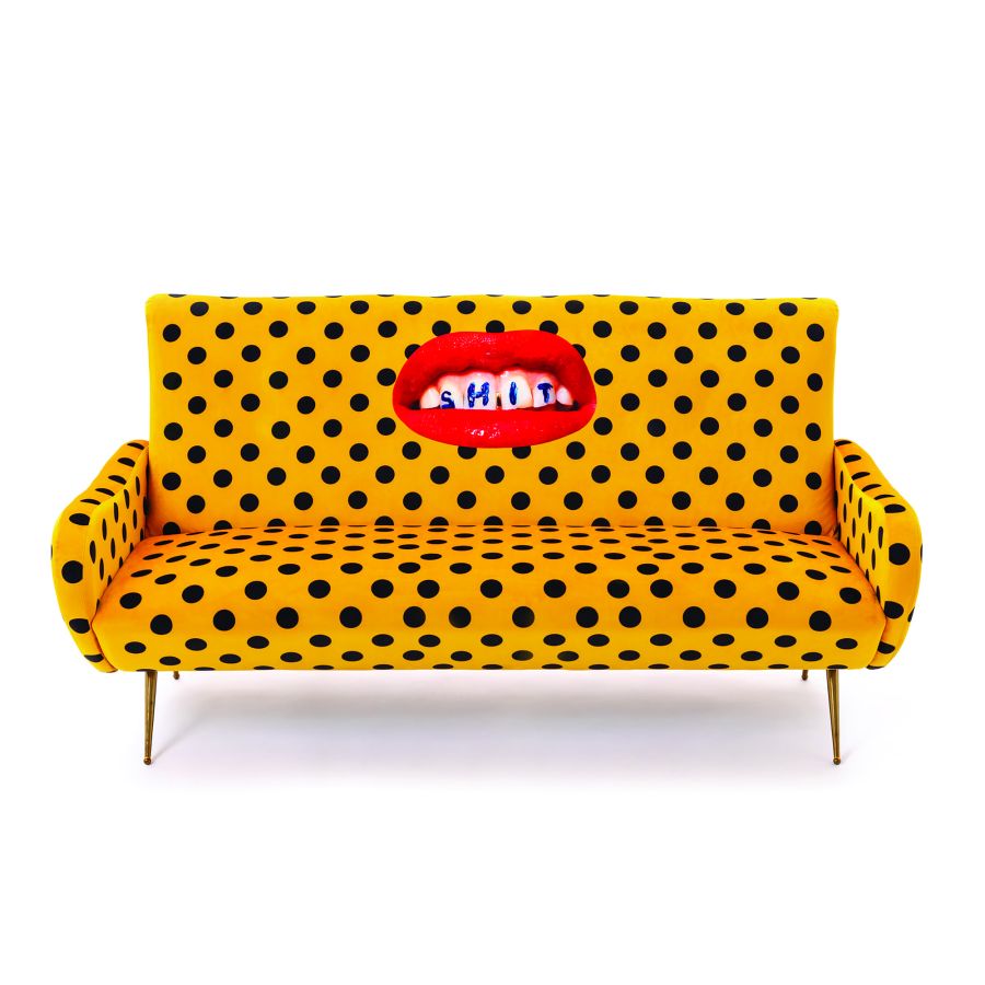 Fabric Fully Upholstered Three Seater Sofa Shit by Seletti