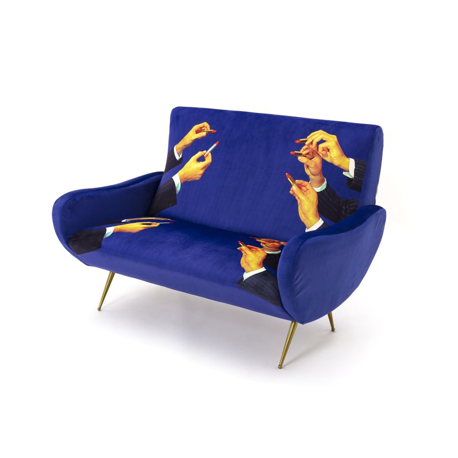 Fabric Fully Upholstered Two Seater Sofa Lipsticks by Seletti