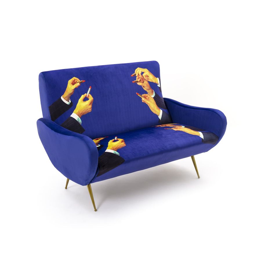 Fabric Fully Upholstered Two Seater Sofa Lipsticks by Seletti