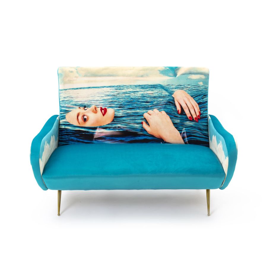 Fabric Fully Upholstered Two Seater Sofa Sea Girl by Seletti