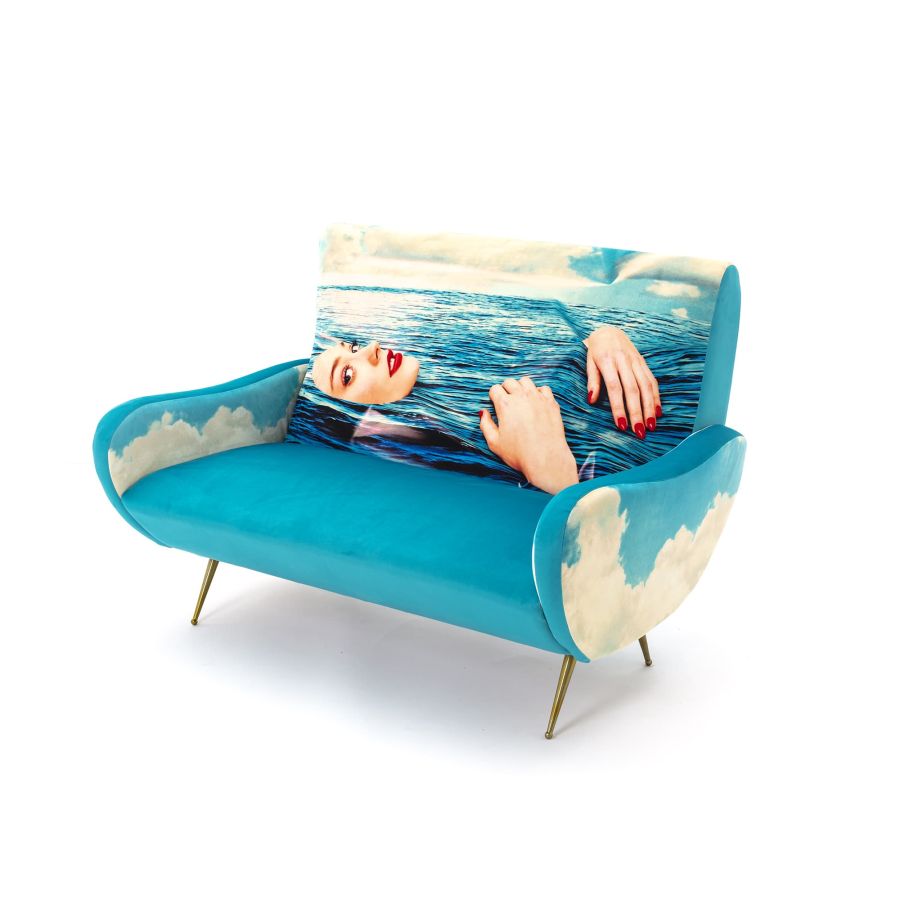 Fabric Fully Upholstered Two Seater Sofa Sea Girl by Seletti