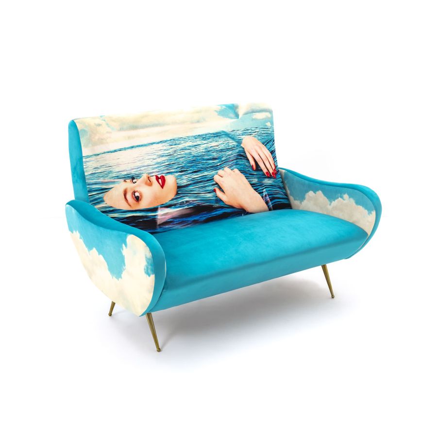 Fabric Fully Upholstered Two Seater Sofa Sea Girl by Seletti