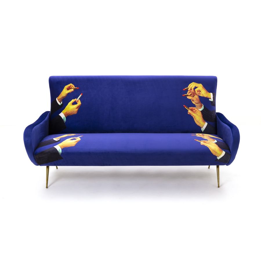 Fabric Fully Upholstered Three Seater Sofa Lipsticks by Seletti