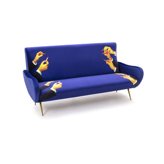 Fabric Fully Upholstered Three Seater Sofa Lipsticks by Seletti