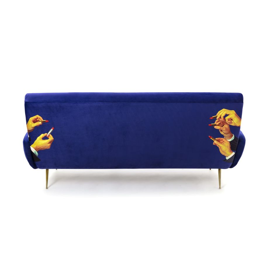 Fabric Fully Upholstered Three Seater Sofa Lipsticks by Seletti