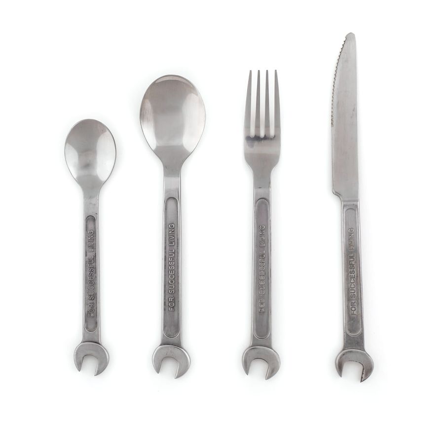 Steel Cutlery Set of 4 pieces Machine Collection by Seletti