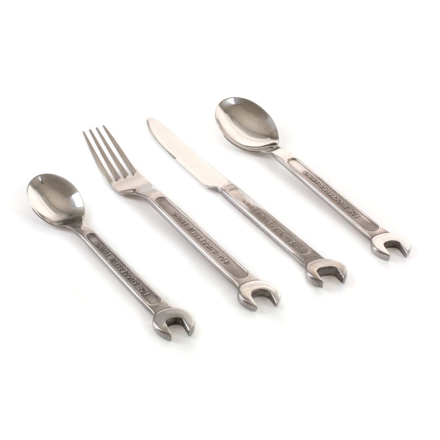 Steel Cutlery Set of 4 pieces Machine Collection by Seletti