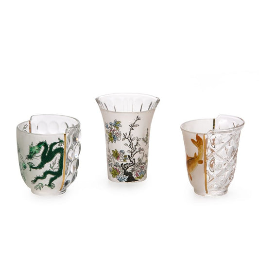 Glass Set of 3 drinking glasses Hybrid Aglaura by Seletti