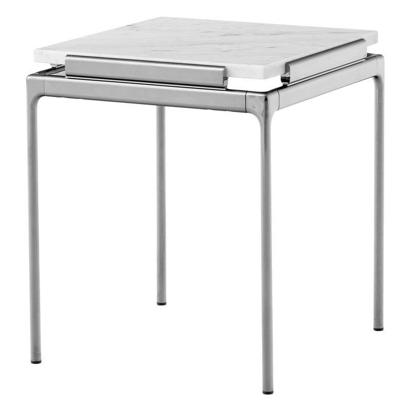 Sett LN11 side table by &Tradition #Bianco Carrara - dark chrome #