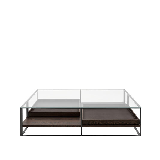 LITHOS - Rectangular Low table with 2 extractable trays