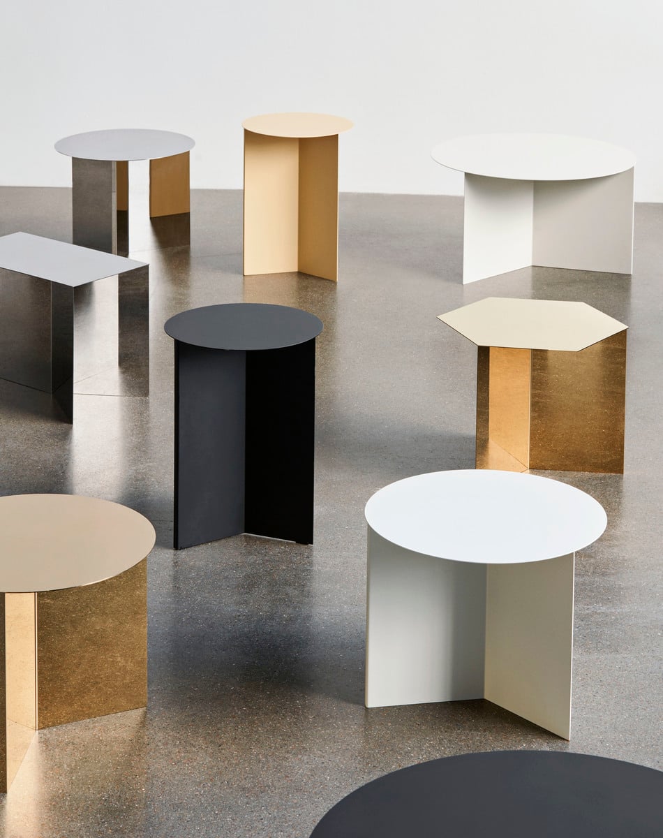 Slit table, 45 cm, polished steel