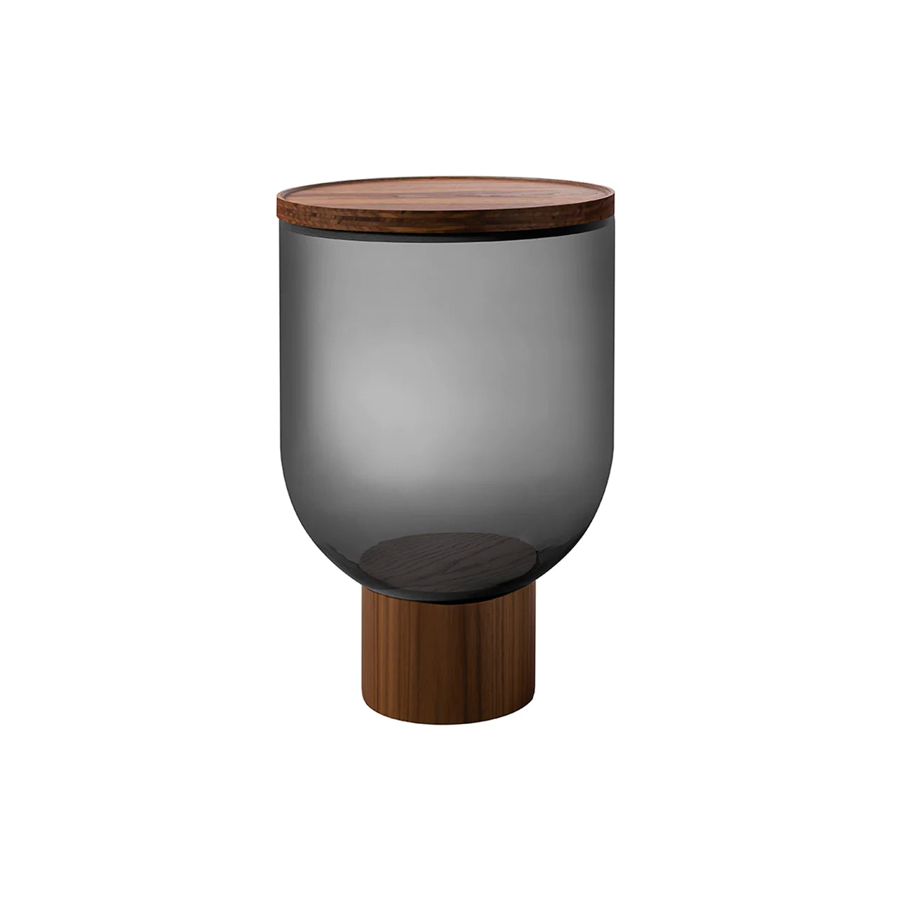 Mastea - Round Murano Glass Coffee Table by Miniforms #Canaletto Walnut/Smoked Gray Blown Glass