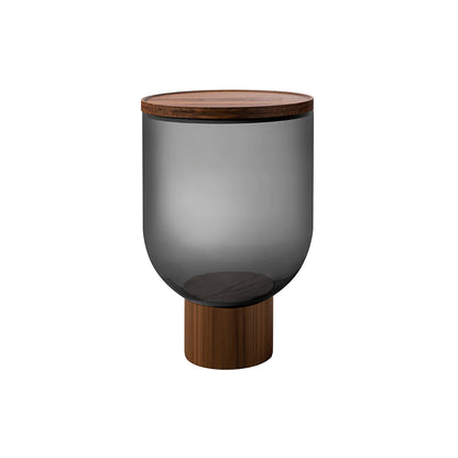 Mastea - Round Murano Glass Coffee Table by Miniforms #Canaletto Walnut/Smoked Gray Blown Glass
