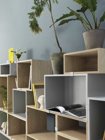 Stacked shelf module with background, medium, oak