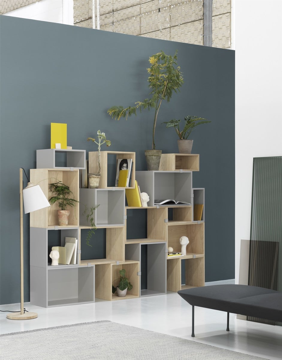 Stacked shelf module with background, medium, oak