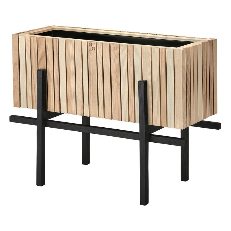 GrowWide planter with stand by Squarely Copenhagen #black - oiled ash #