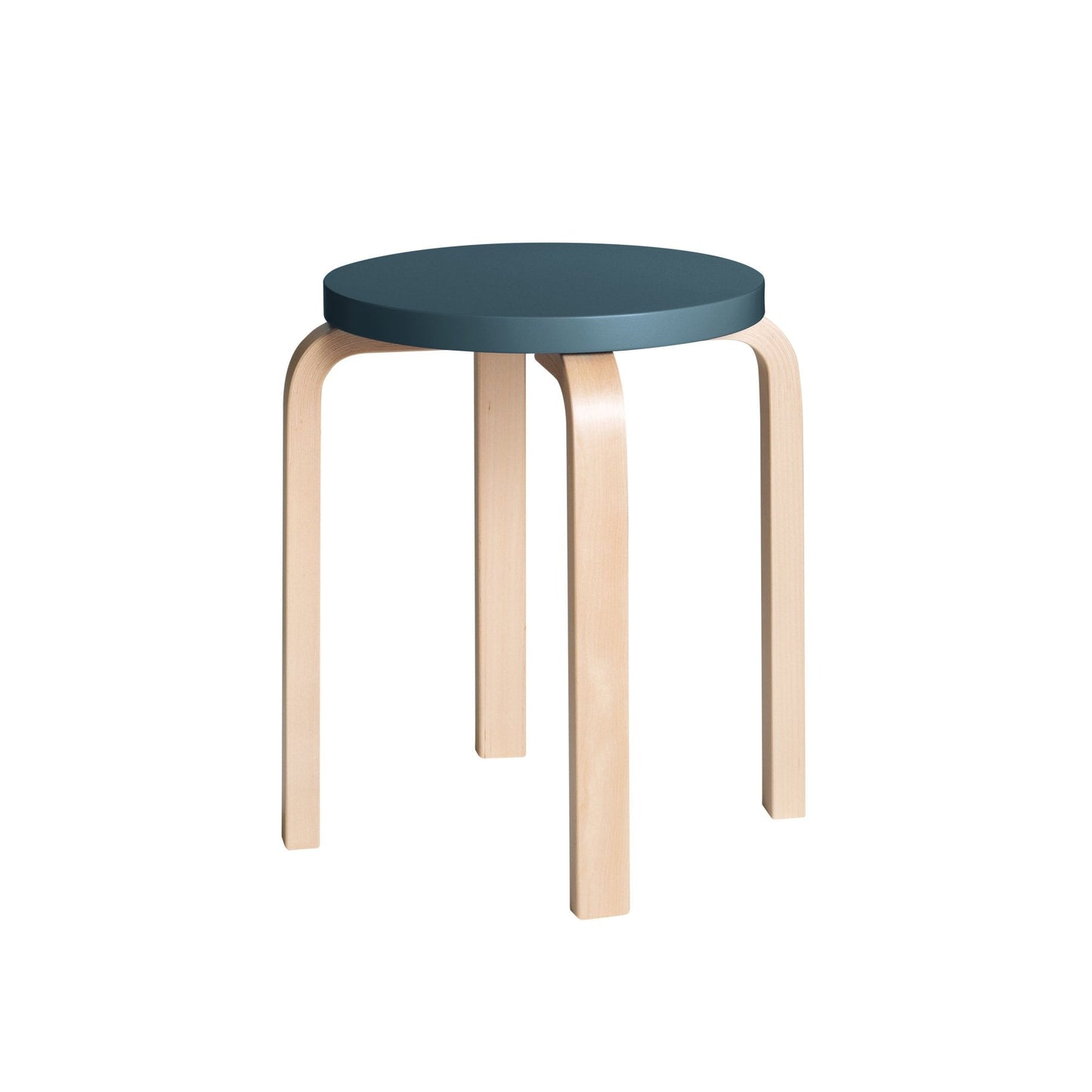 Artek Stool E60 — birch/blue lacquered