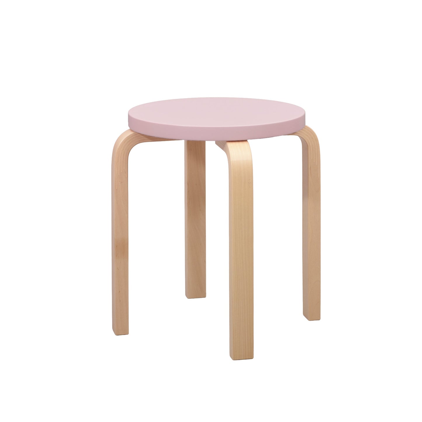 Artek Stool E60 — birch/pale pink lacquered