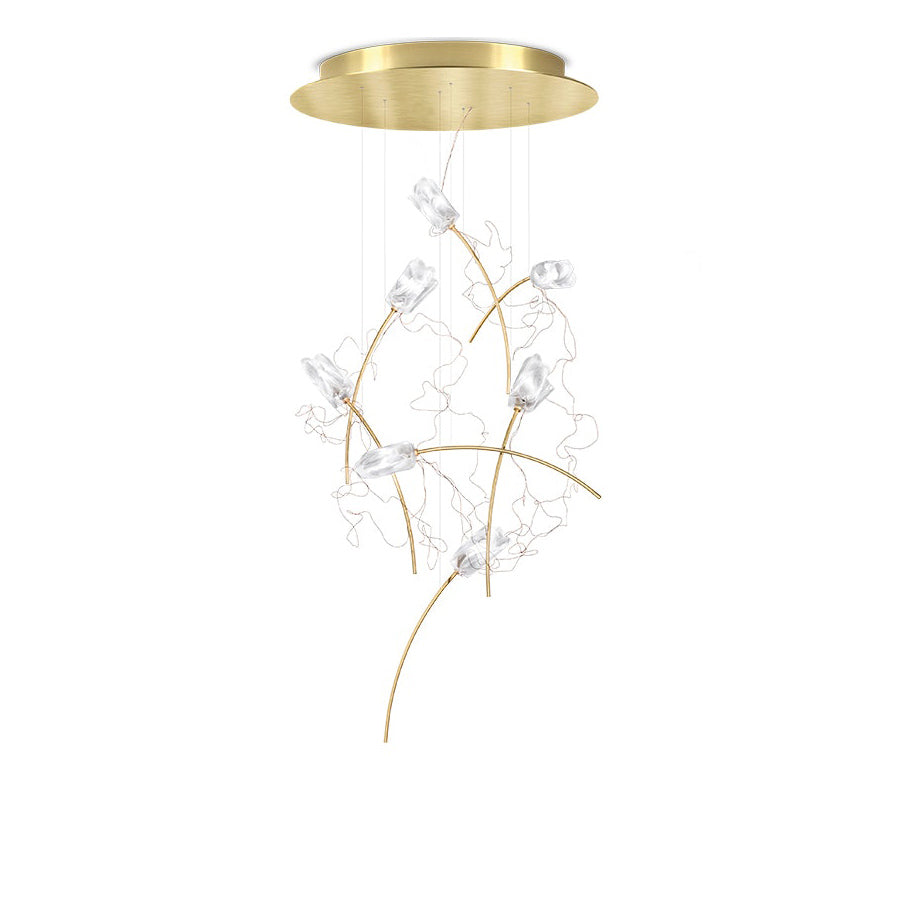 TULIP 7 Round - Led Pendant Lamp In Brass And Lentiflex by Slamp