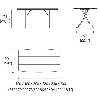 TABLE B 90 - Rectangular aluminium table