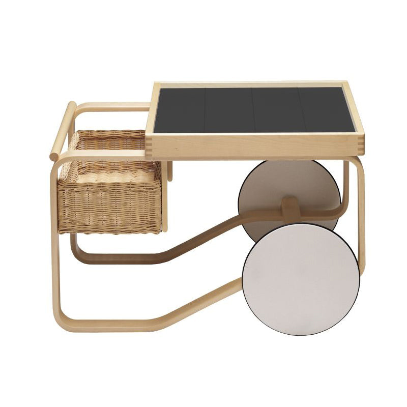 900 Tea Trolley - Birch Food Trolley by Artek #Black