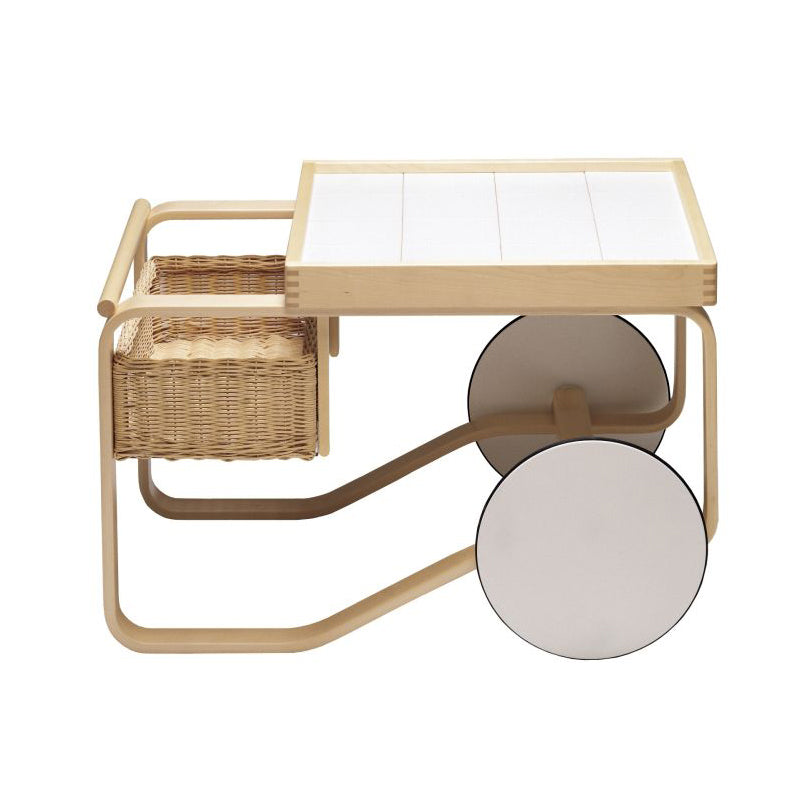 900 Tea Trolley - Birch Food Trolley by Artek #White