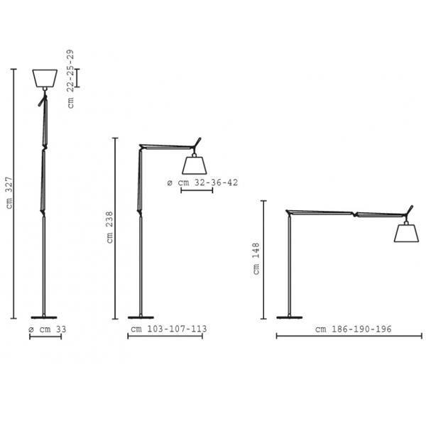 Artemide Tolomeo Mega Floor Lamp Parchment 36 cm Shade