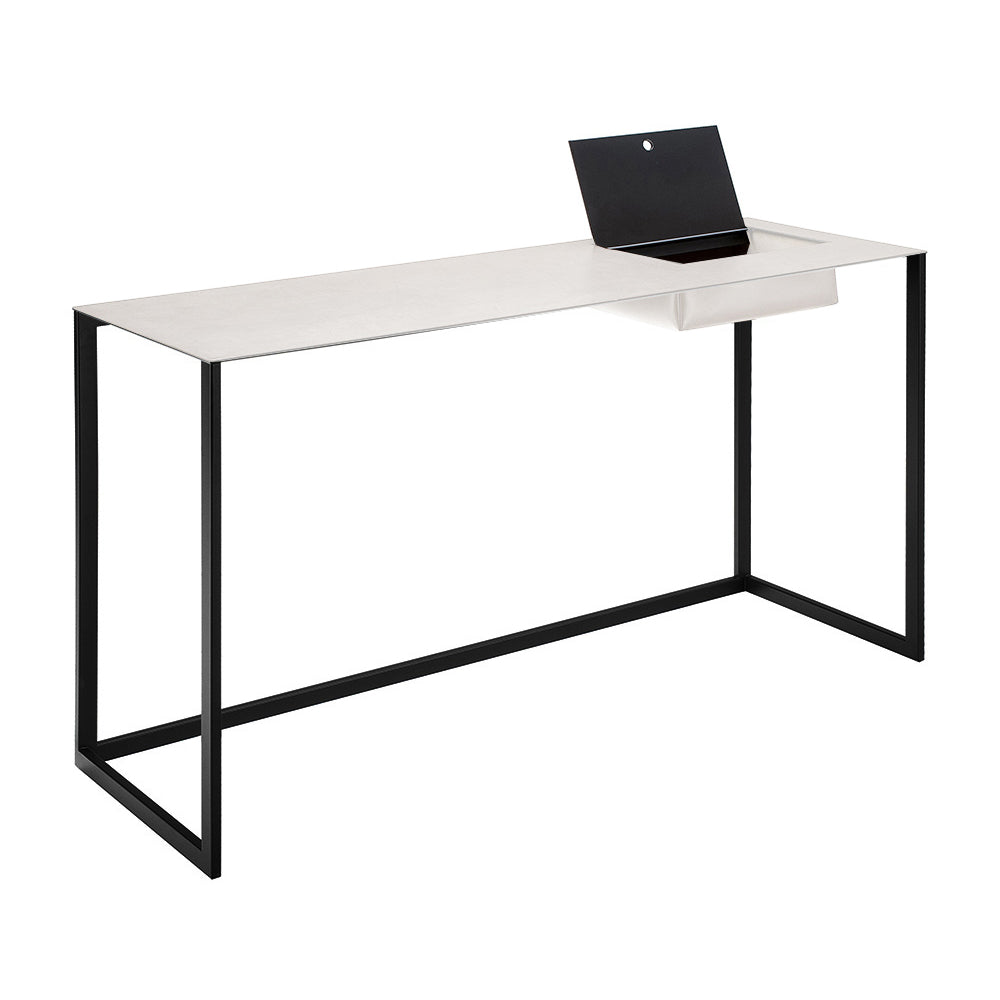 Calamo 2730 - Steel Secretary Desk With pigmented leather Top by Zanotta #Black / 0800