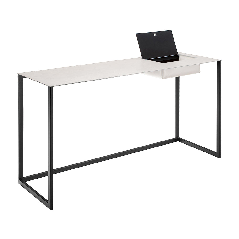 Calamo 2730 - Steel Secretary Desk With pigmented leather Top by Zanotta #Graphite / 0800