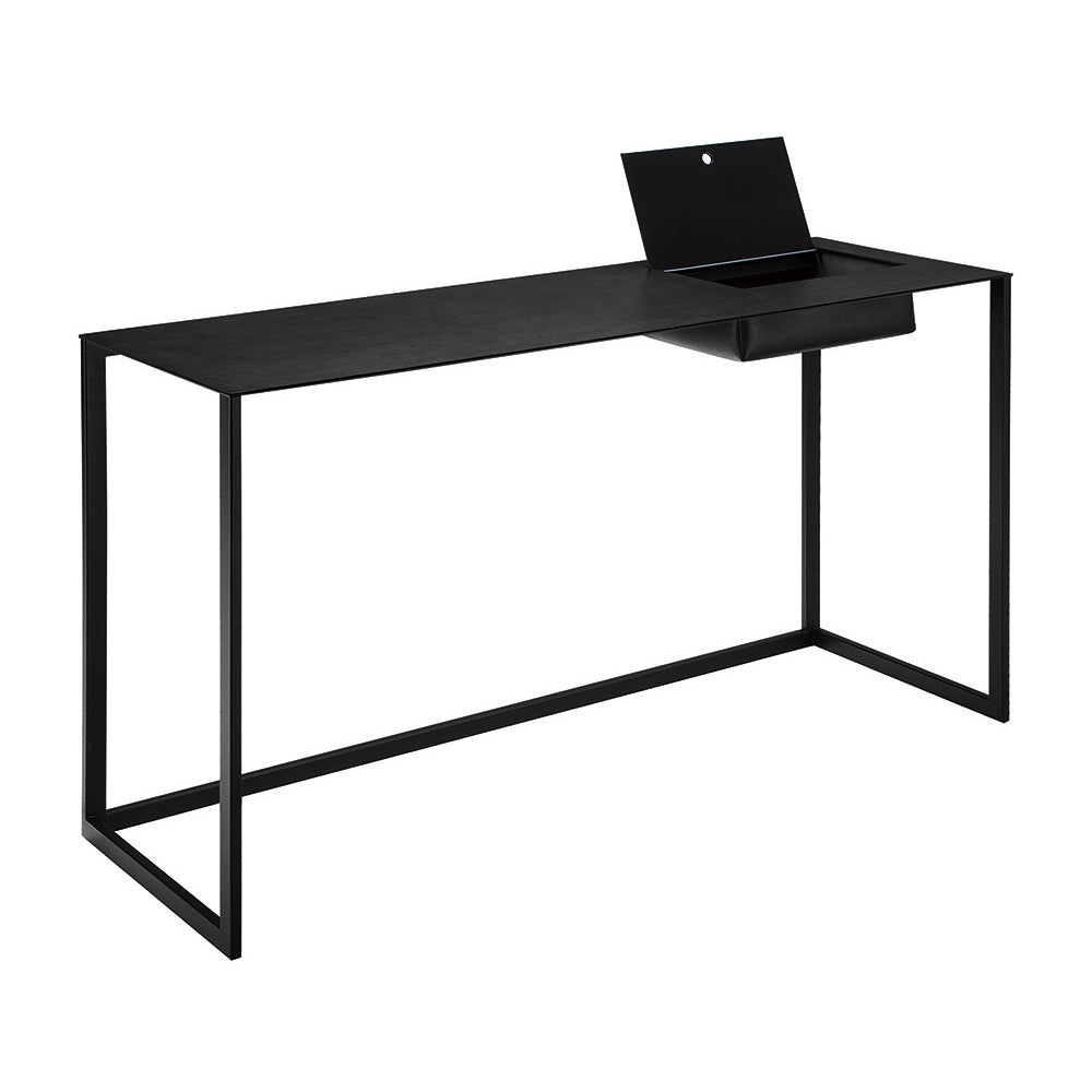 Calamo 2730 - Steel Secretary Desk With pigmented leather Top by Zanotta #Black / 0801