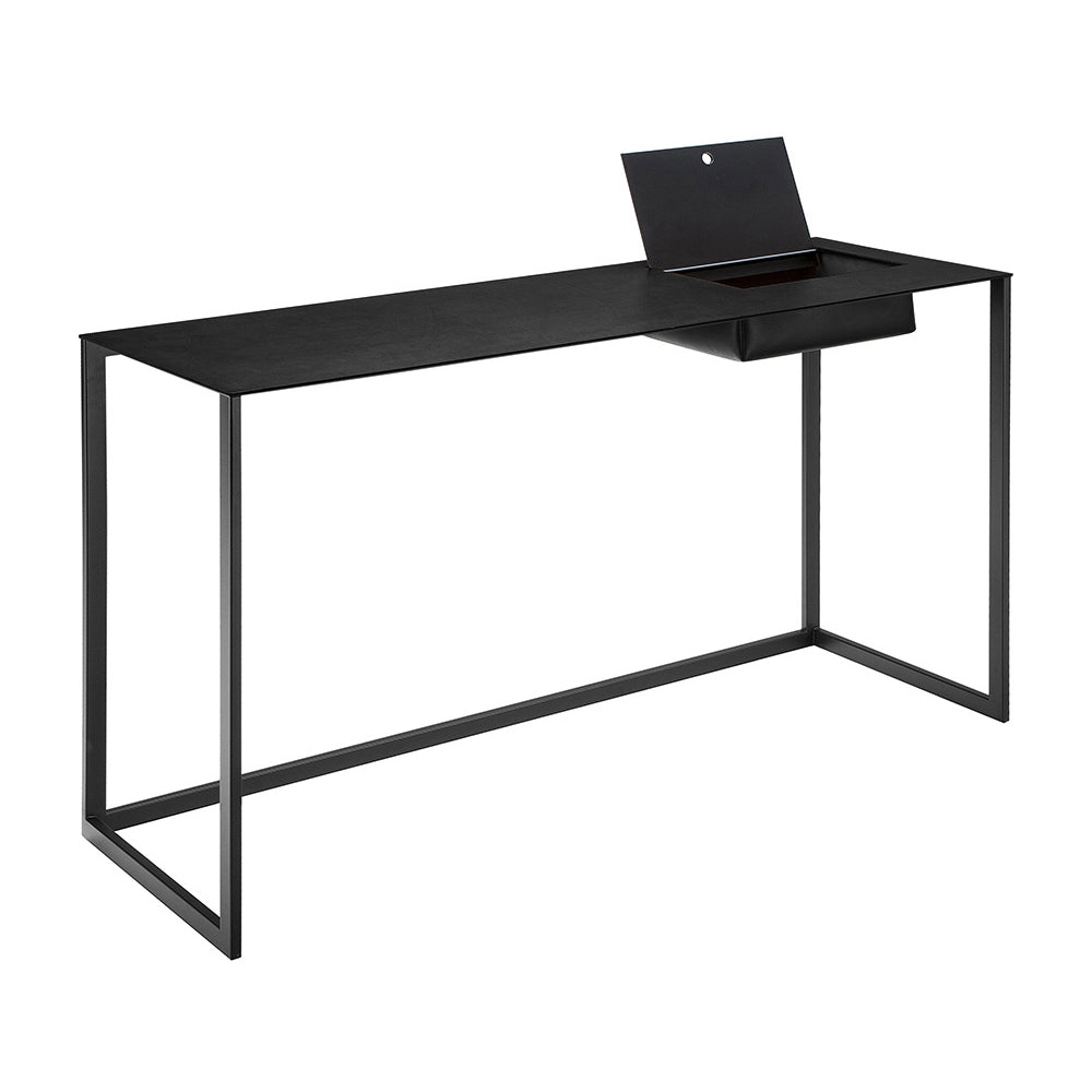 Calamo 2730 - Steel Secretary Desk With pigmented leather Top by Zanotta #Graphite / 0801