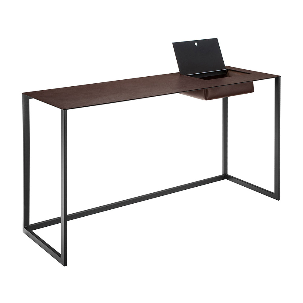 Calamo 2730 - Steel Secretary Desk With pigmented leather Top by Zanotta #Graphite / 0806