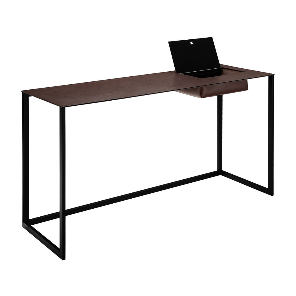 Calamo 2730 - Steel Secretary Desk With pigmented leather Top by Zanotta #Black / 0806