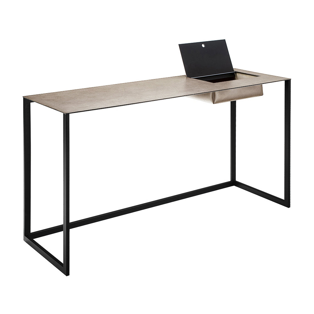 Calamo 2730 - Steel Secretary Desk With pigmented leather Top by Zanotta #Black / 0811