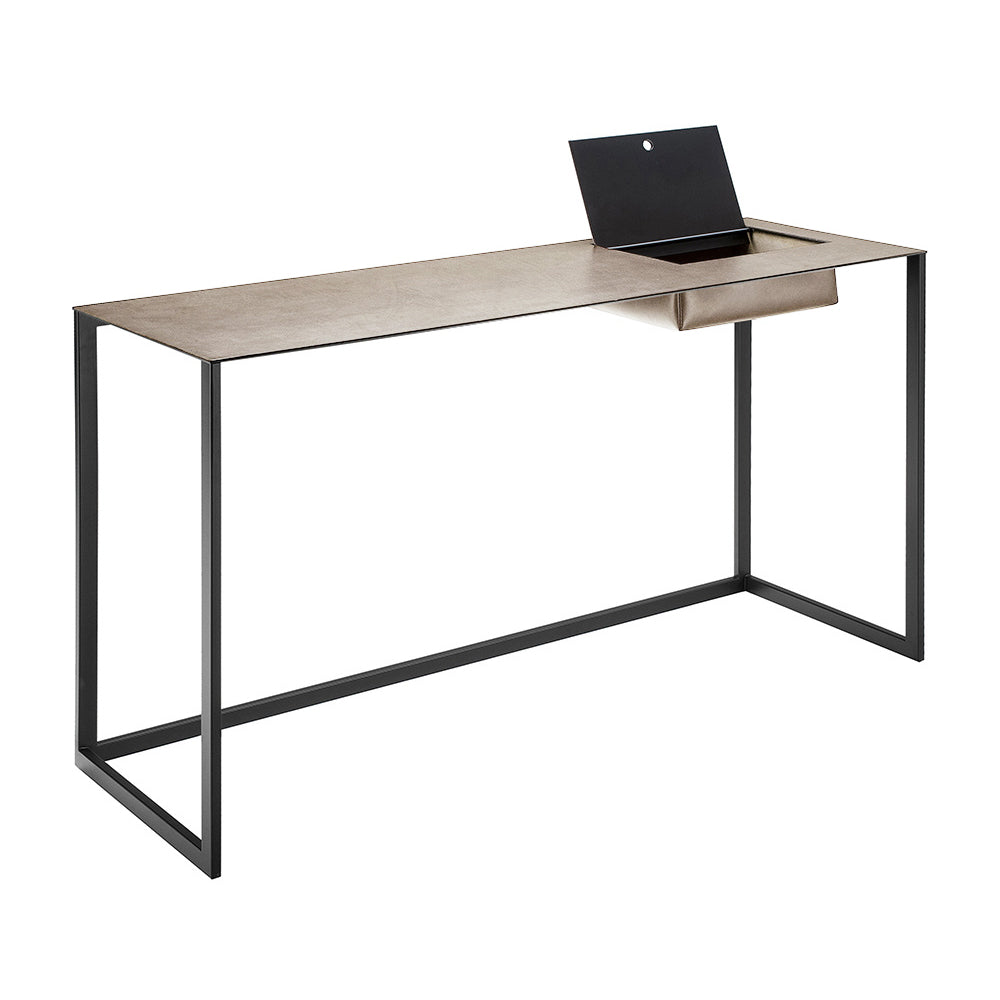 Calamo 2730 - Steel Secretary Desk With pigmented leather Top by Zanotta #Graphite / 0811