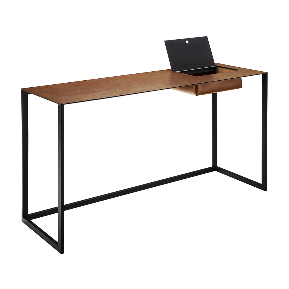 Calamo 2730 - Steel Secretary Desk With pigmented leather Top by Zanotta #Black / 0813