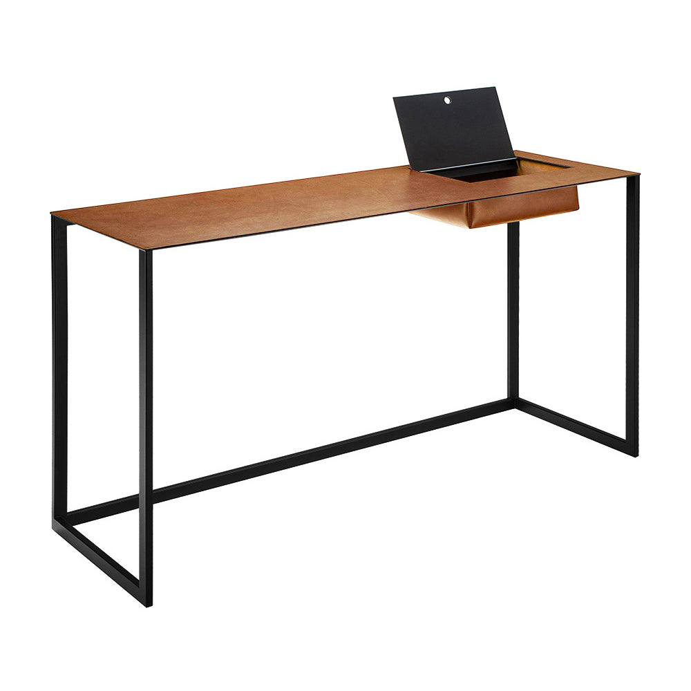 Calamo 2730 - Steel Secretary Desk With pigmented leather Top by Zanotta #Black / 0814