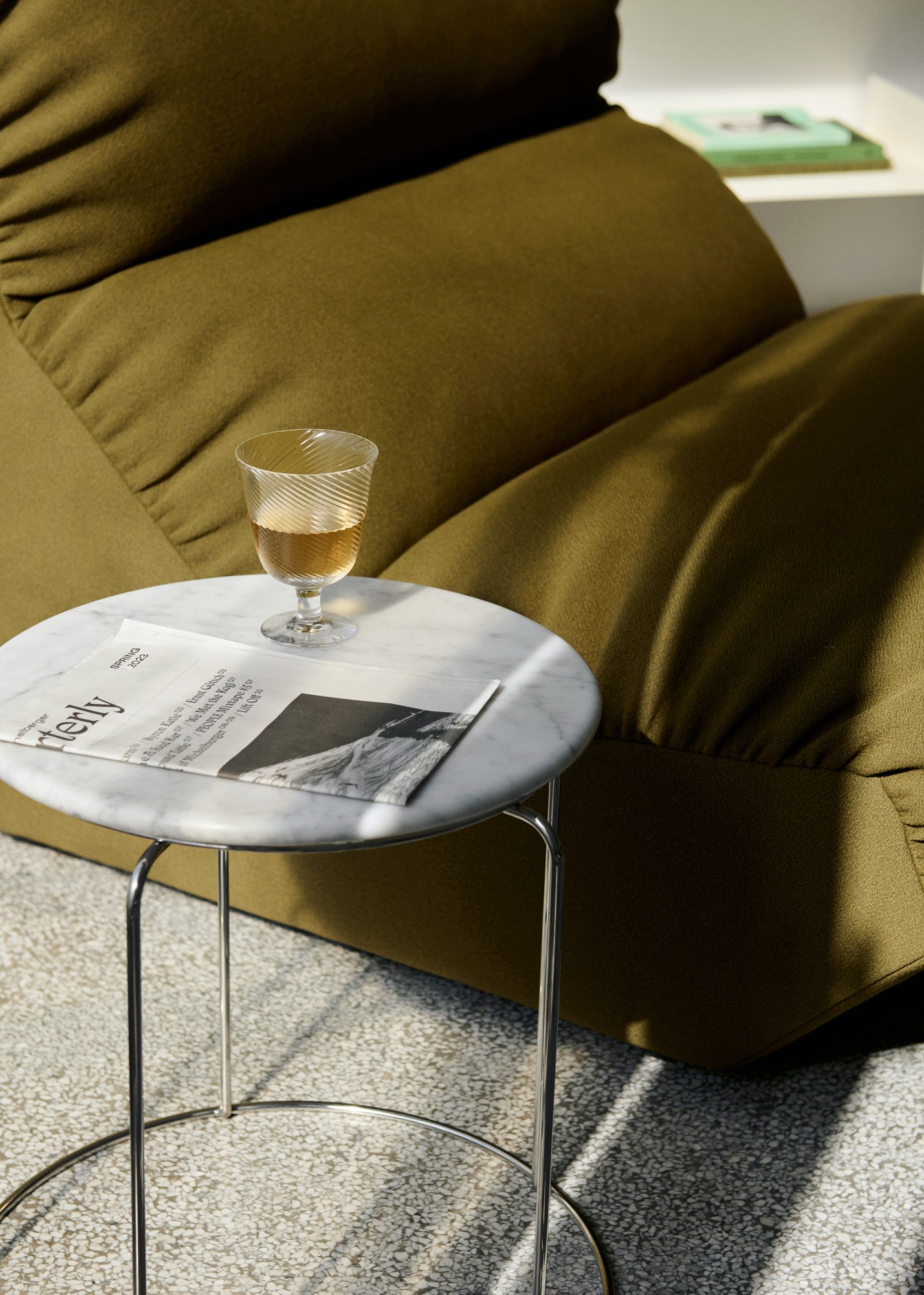 Wire Stool VP11 top, Bianco Carrara marble