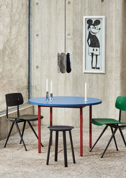 Two-Colour table, 105 cm, maroon red - blue