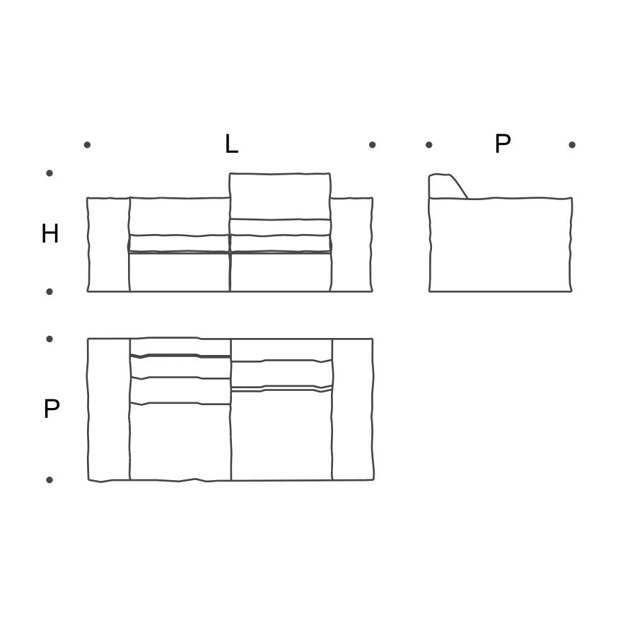 UP - Fabric sofa Saba Italia - Sofa 200 도면 (W200×D100×H83)