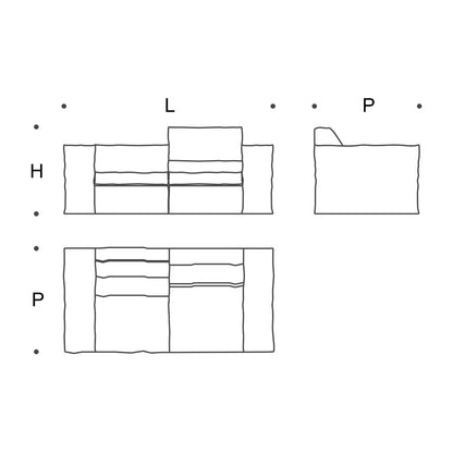 UP - Fabric sofa Saba Italia - Sofa 200 도면 (W200×D100×H83)