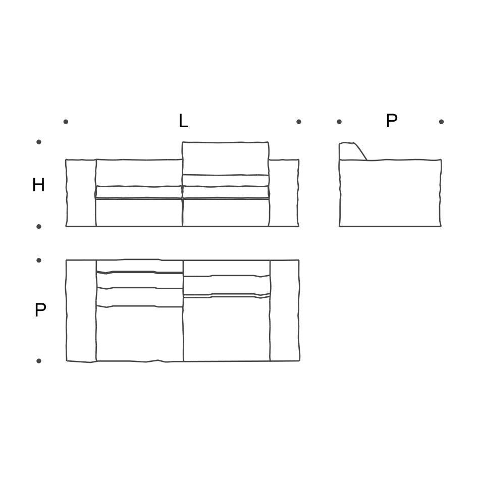 UP - Fabric sofa Saba Italia - Sofa 230 도면 (W230×D100×H83)