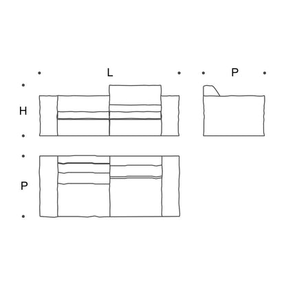 UP - Fabric sofa Saba Italia - Sofa 230 도면 (W230×D100×H83)